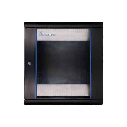 Extralink Wall cabinet rack 12U 600x600 black glass door