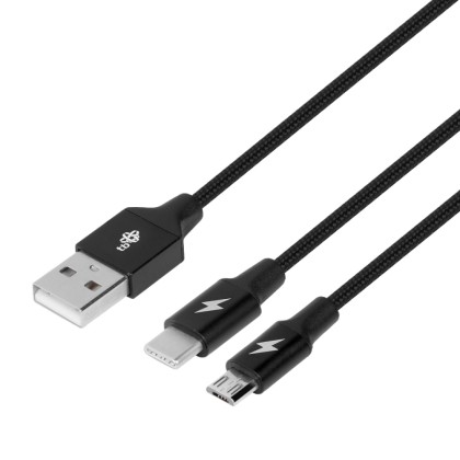 TB USB C, micro USB black 2in1 cable