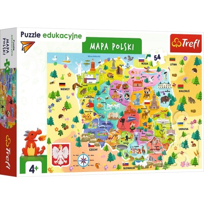 TREFL 54 Edukacyjne Mapa Polski