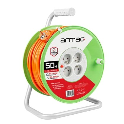 ARMAC Extension cable reel 50M 4X2P+Z 16A 3680W 3x1.5MM H05vv-F
