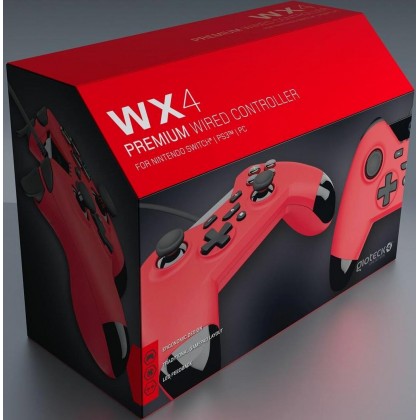 Gioteck WX4 Wired Red Controller (SWITCH, PS3 & PC)