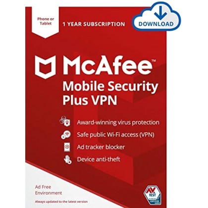 McAfee Mobile Security Plus VPN Unlimited Devices, 1 Year, ESD