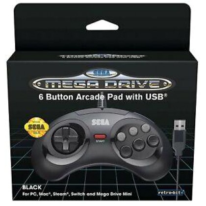 Retro-Bit Official SEGA Mega Drive USB 6-Button Controller /Retr