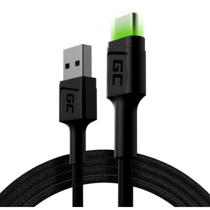 Green Cell Cable GCRay USB - USB-C 120cm, LED backlight