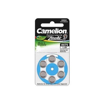 Camelion A675 (PR44) Zinc-Air Hearing Aid Battery 0% Mercury/Hg 