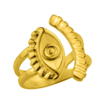 Δαχτυλίδι Από Ορείχαλκο Επιχρυσωμένο Με Ματάκι KPF34248