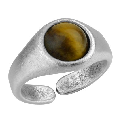 Δαχτυλίδι Από Ορείχαλκο Με Ημιπολύτιμο Λίθο Μάτι Τίγρη KAA34264