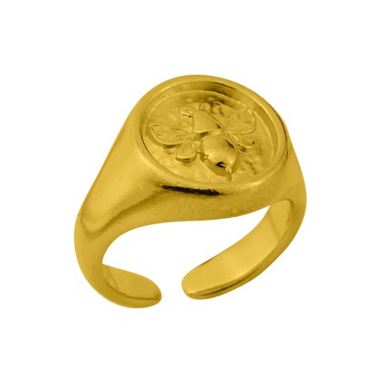 Δαχτυλίδι Από Ορείχαλκο Επιχρυσωμένο Με Μέλισσα PF38596