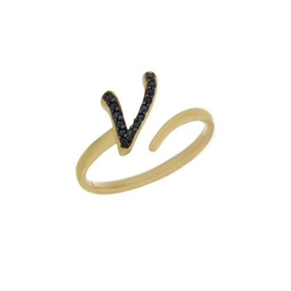 Δαχτυλίδι Chevalier Από Ασήμι 925 Επιχρυσωμένο Με Μονόγραμμα ν P