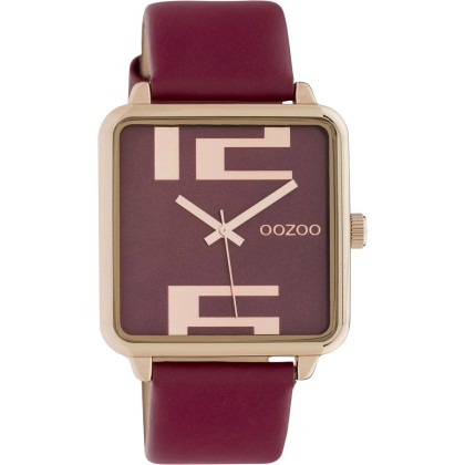 OOZOO Timepieces Rose Gold Bordeaux Leather Strap C10363
