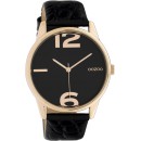 OOZOO Timepieces Rose Gold Black Leather Strap C10379