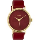 OOZOO Timepieces Gold Red Leather Strap C10393