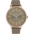 OOZOO Timepieces XL Rose Gold Beige Leather Strap C10401