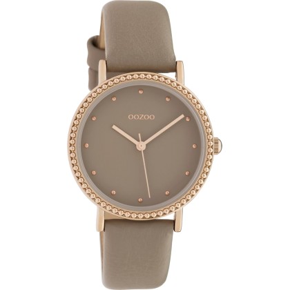 OOZOO Timepieces Rose Gold Brown Leather Strap C10422