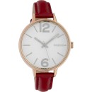 OOZOO Timepieces Rose Gold Red Leather Strap C10458