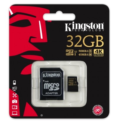 Gold microSD UHS-I Speed Class 3 (U3) - Kingston 32GB
