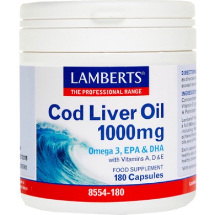 
      Lamberts Cod Liver Oil 1000mg 180 κάψουλες
    