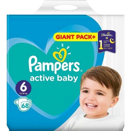 
      Pampers Active Baby Dry Giant Box No 6 (13-18kg) 68τμχ
  