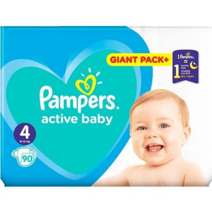 
      Pampers Active Baby Dry Giant Box No 4 (9-14kg) 90τμχ
   