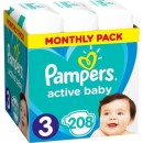 
      Pampers Active Baby Monthly Pack No 3 (6-10kg) 208τμχ
   