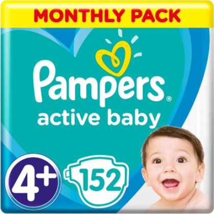 
      Pampers Active Baby Monthly Box Νο 4+ (10-15kg) 152τμχ
  