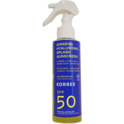 
       Korres Ginseng Hyaluronic Splash Sunscreen SPF50 150ml
 