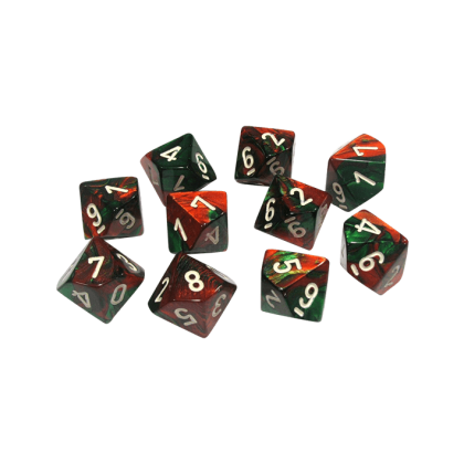 Gemini Polyhedral Green-Red /white x10