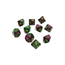 Gemini Polyhedral Green-Purple /gold x10