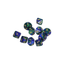 Gemini Polyhedral Blue-Green /gold x10