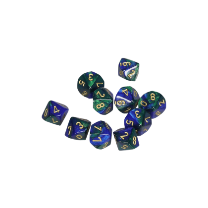 Gemini Polyhedral Blue-Green /gold x10