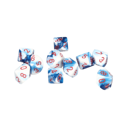 Gemini Polyhedral Astral Blue-White /red x10