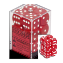 Opaque Dice D6 (16mm) - Red-White (Pipped) x12