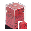 Opaque Dice D6 (16mm) - Red-Black (Pipped) x12