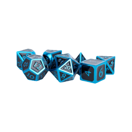 Polyhedral Dice: Blue with Black Enamel (16mm)