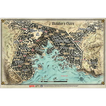 D&D Descent Into Avernus - Baldur's Gate Map (58 x 43cm