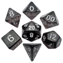 Resin Dice 16mm Ethereal Black with White Numbers Dice Set