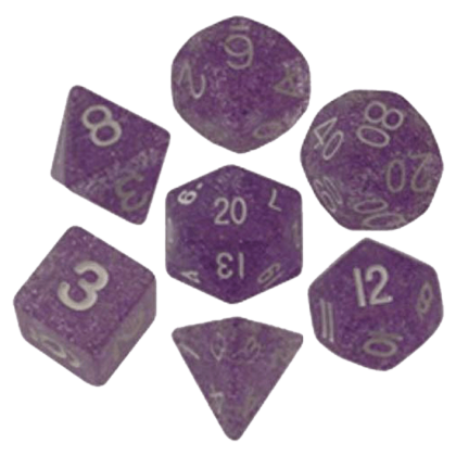 Resin Dice 16mm Ethereal Light Purple with White Numbers Dice Se