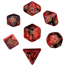 16mm Acrylic Dice Set Red Black with Gold Numbers