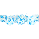 16mm Resin Flash Dice Poly Set Clear with Light Blue Numbers