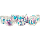 16mm Resin Pearl Dice Poly Set: Gradient Purple Teal White