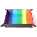 Velvet Folding Dice Tray: Watercolor Rainbow with Leather Backin