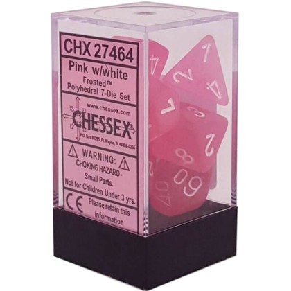 Frosted Polyhedral Dice Set Pink/white x7