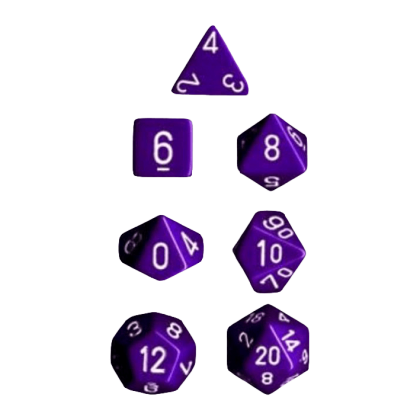 Opaque Dice Set - Purple/White x7