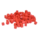 Wooden Cube Set 10mm - Red (100)
