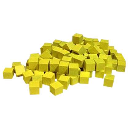 Wooden Cube Set 10mm - Yellow (100)