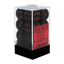 Opaque Dice D6 (16mm) -  Light Black/Red x12