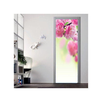Αυτοκόλλητο πόρτας με Φύση με Ροζ λουλούδια 2