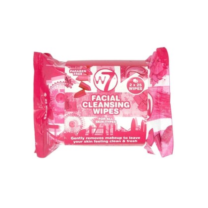 W7 Facial Cleansing Wipes Μαντηλάκια Καθαρισμού Προσώπου 2x25
