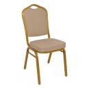E-06459 Καρέκλα Μεταλλική HILTON (45x62x94) Gold/Pu Cappuccino (