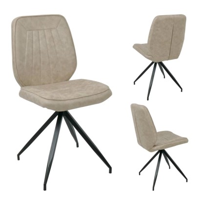 E-06341 Καρέκλα Μεταλλική DONNA (43x41x89) Μαύρη/Ύφασμα Μπεζ (ΕΜ